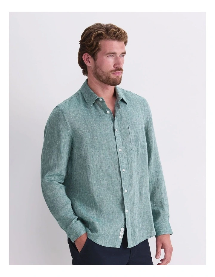 Long Sleeve Linen Yarn-Dyed Shirt image 4