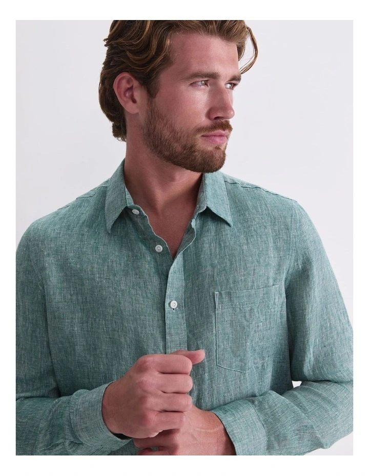 Long Sleeve Linen Yarn-Dyed Shirt image 5