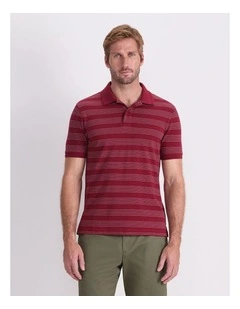 Pique Polo in Wine Stripe