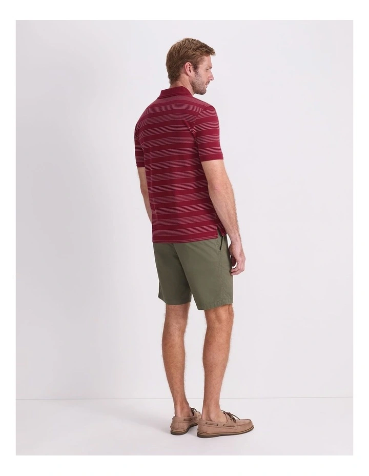 Pique Polo in Wine Stripe image 2