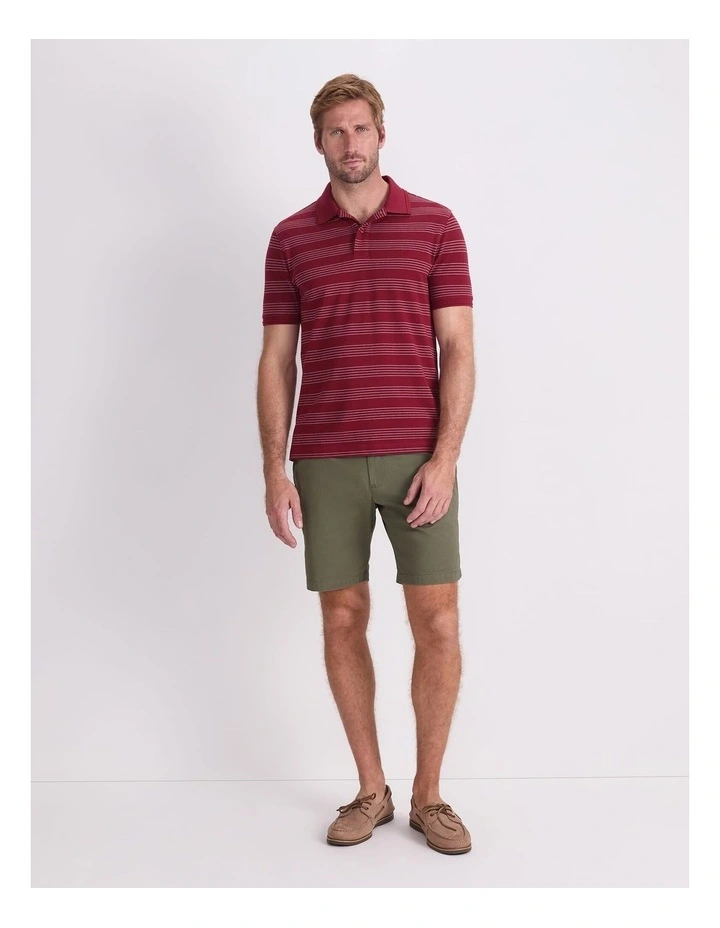 Pique Polo in Wine Stripe image 4
