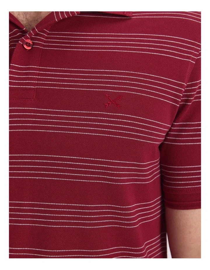 Pique Polo in Wine Stripe image 7