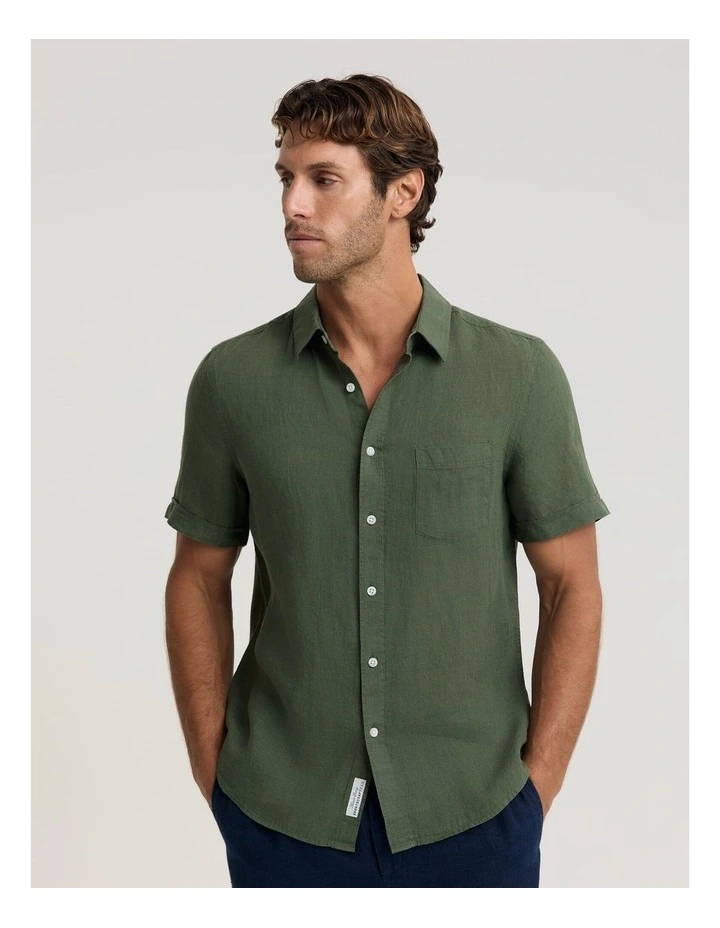 Short Sleeve Yarn-Dyed Linen Shirt image 1