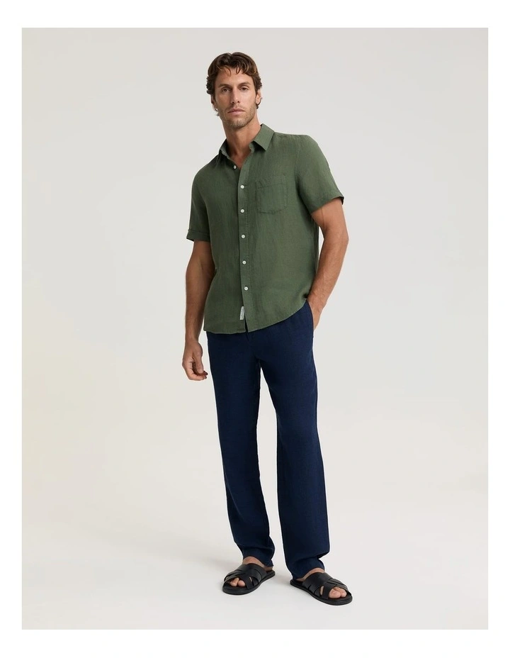 Short Sleeve Yarn-Dyed Linen Shirt image 3