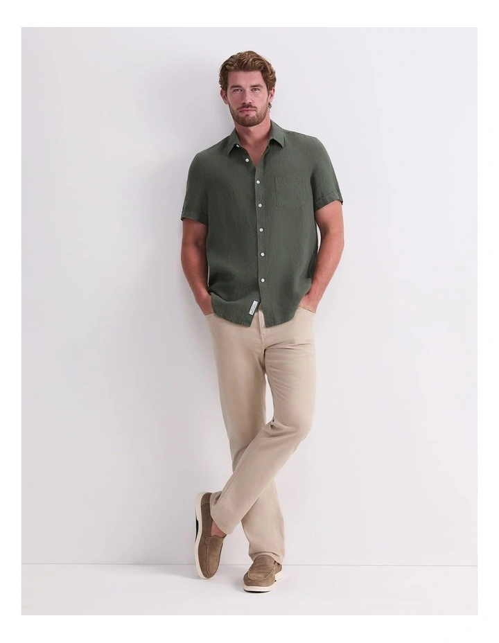 Short Sleeve Yarn-Dyed Linen Shirt image 3