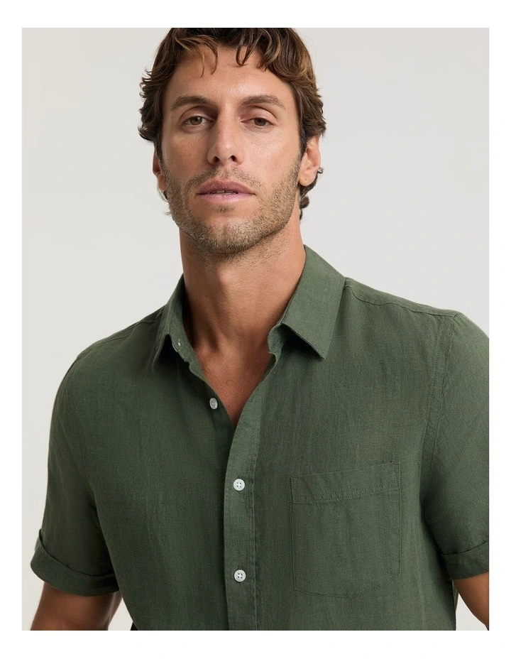 Short Sleeve Yarn-Dyed Linen Shirt image 4