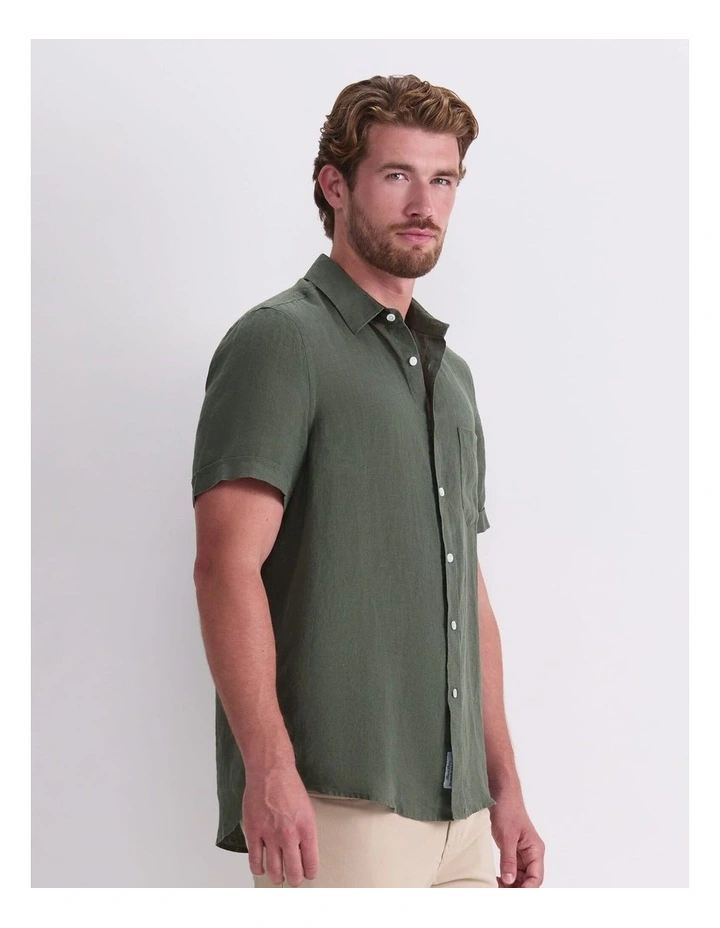 Short Sleeve Yarn-Dyed Linen Shirt image 4