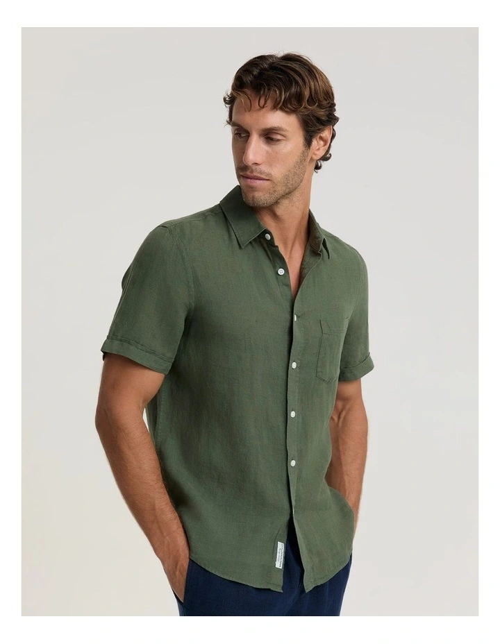 Short Sleeve Yarn-Dyed Linen Shirt image 5