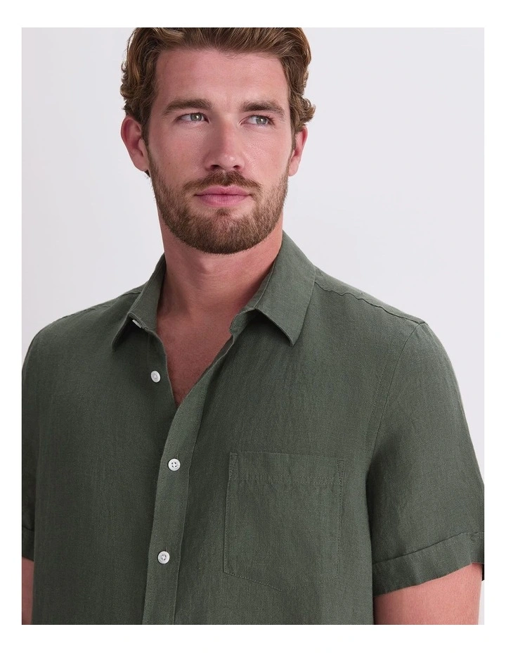 Short Sleeve Yarn-Dyed Linen Shirt image 5