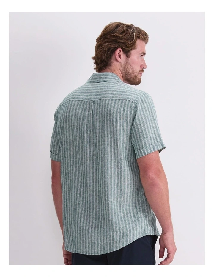 Linen Short Sleeve Stripe Shirt image 2