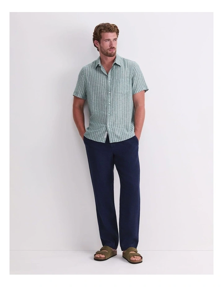 Linen Short Sleeve Stripe Shirt image 3