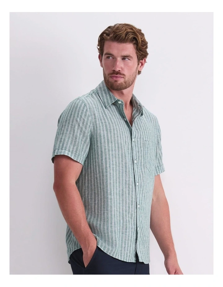 Linen Short Sleeve Stripe Shirt image 4