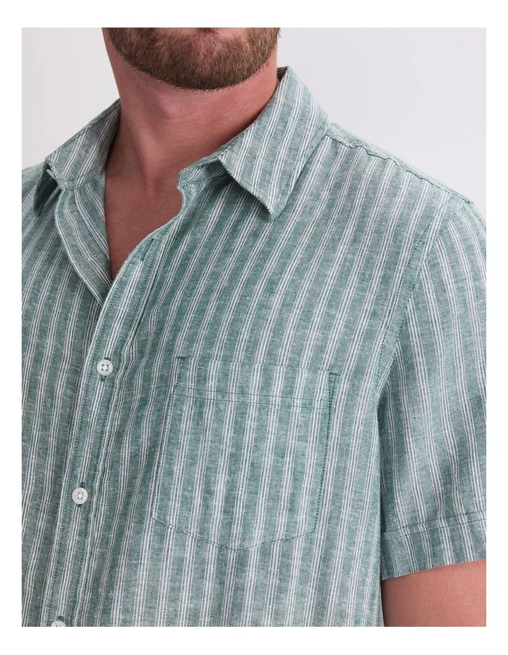 Linen Short Sleeve Stripe Shirt image 5