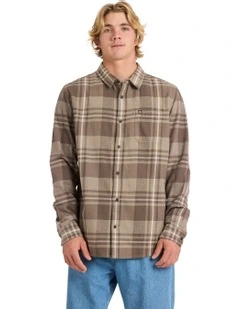 Scribe Plaid Long Sleeve Shirt in Brown