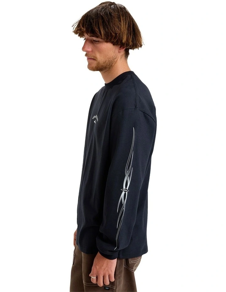 Stretch Tribal Long Sleeve T-shirt in Black image 3