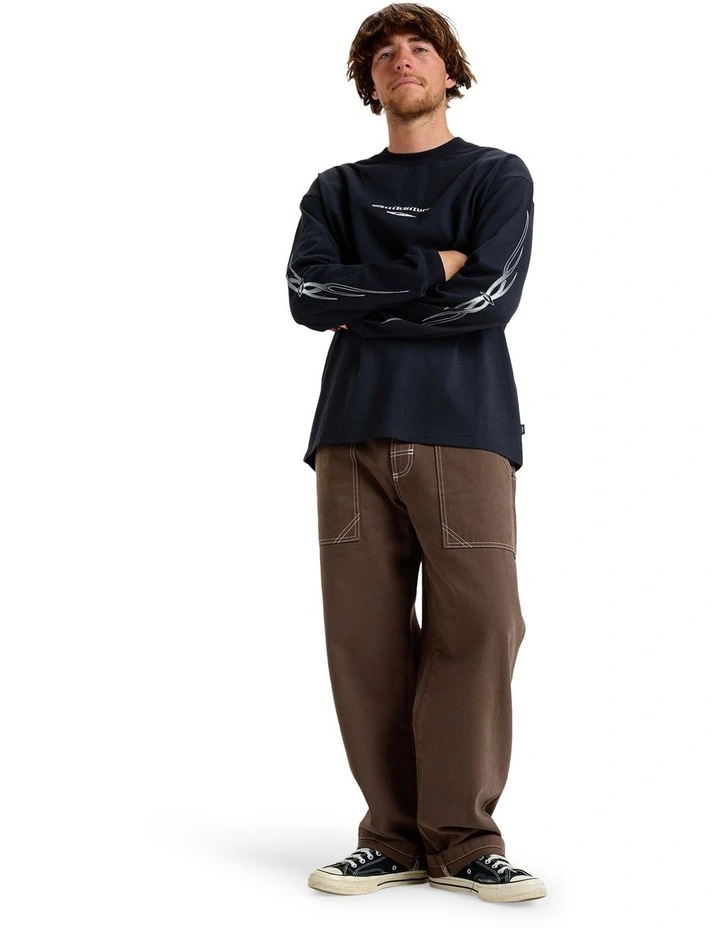 Stretch Tribal Long Sleeve T-shirt in Black image 5