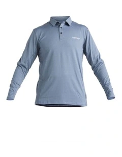 Baitball Long Sleeve Upf 50 Surf Polo Shirt in Blue