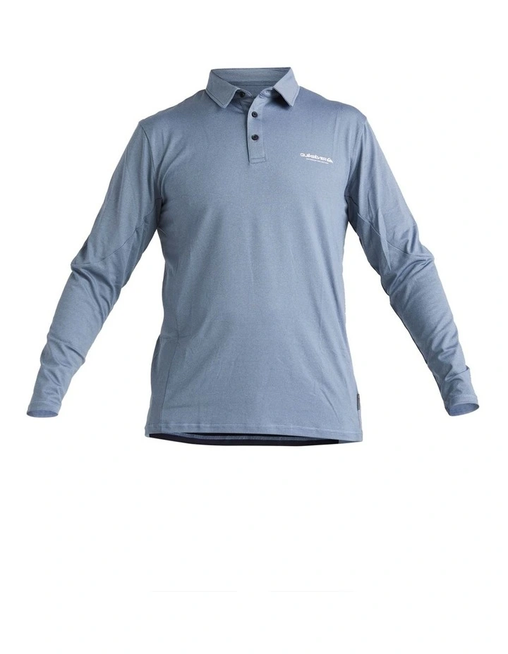 Baitball Long Sleeve Upf 50 Surf Polo Shirt in Blue image 1