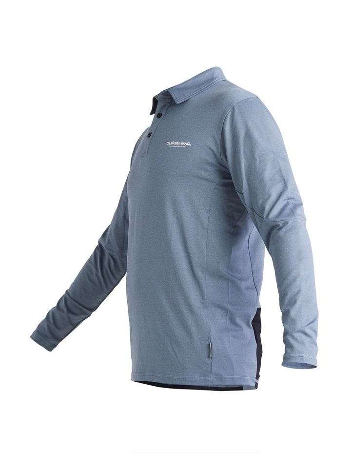 Baitball Long Sleeve Upf 50 Surf Polo Shirt in Blue image 3