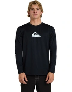 Solid Streak Long Sleeve Upf 50 Surf T-Shirt in Black