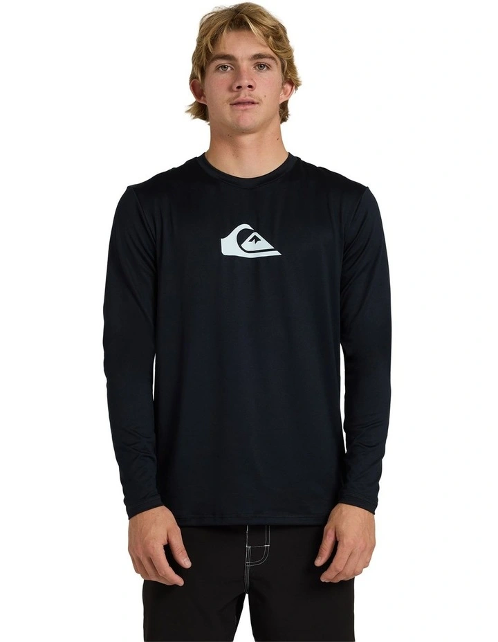 Solid Streak Long Sleeve Upf 50 Surf T-Shirt in Black image 1
