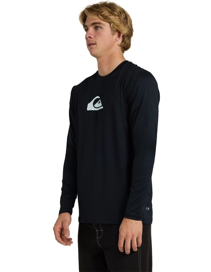 Solid Streak Long Sleeve Upf 50 Surf T-Shirt in Black image 3