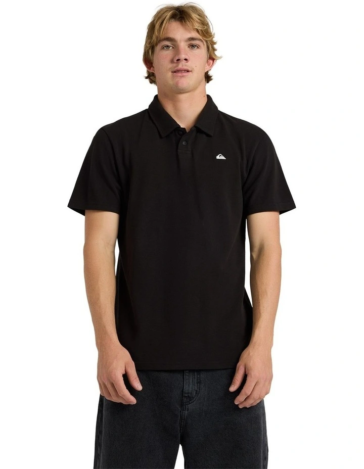Pique Polo Short Sleeve Shirt in Black image 1