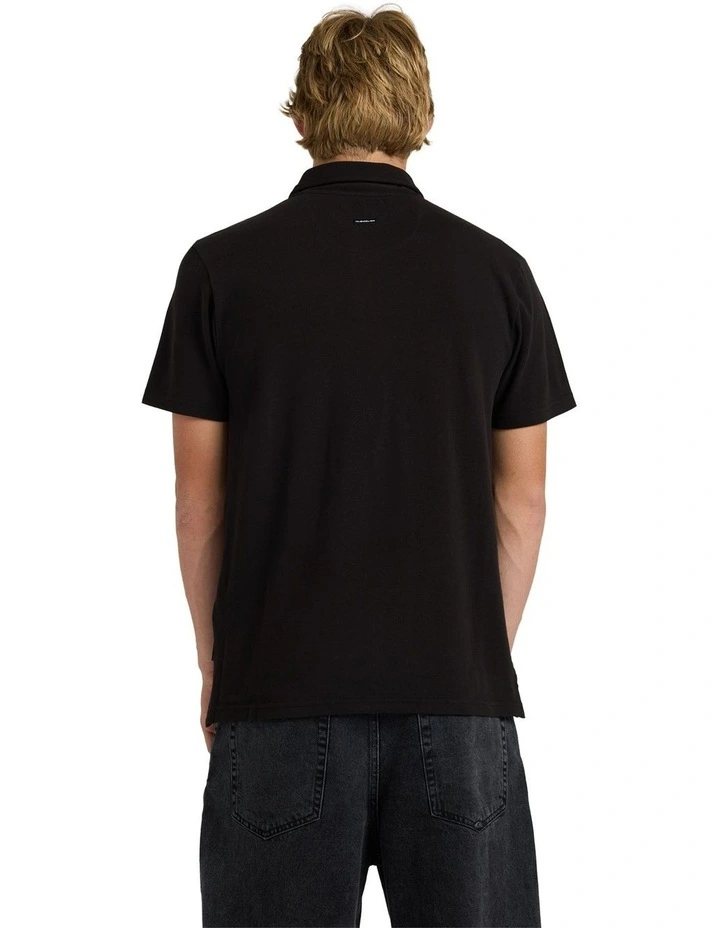 Pique Polo Short Sleeve Shirt in Black image 2