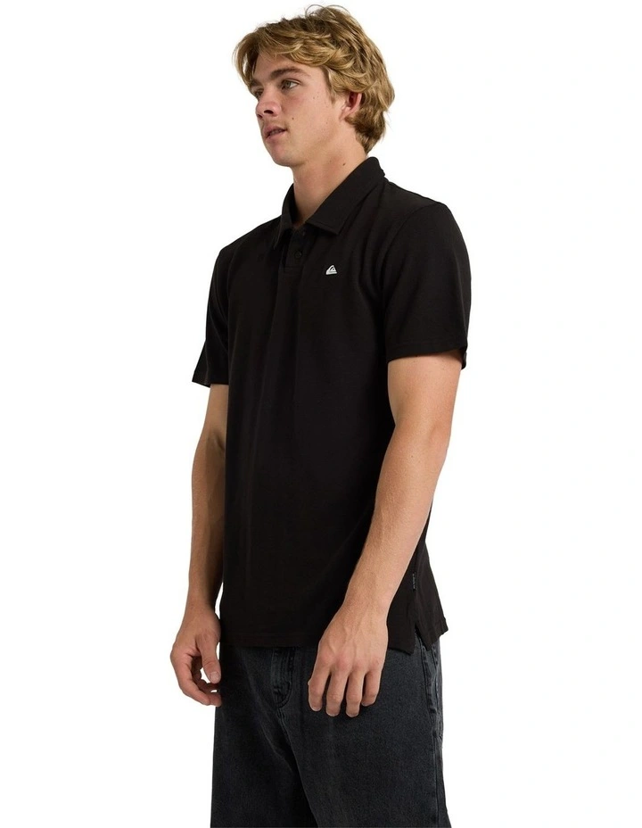 Pique Polo Short Sleeve Shirt in Black image 3