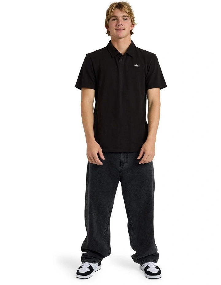 Pique Polo Short Sleeve Shirt in Black image 5