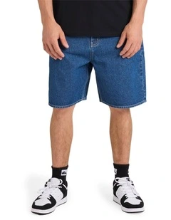 Impaired Baggy Denim Shorts in Brown