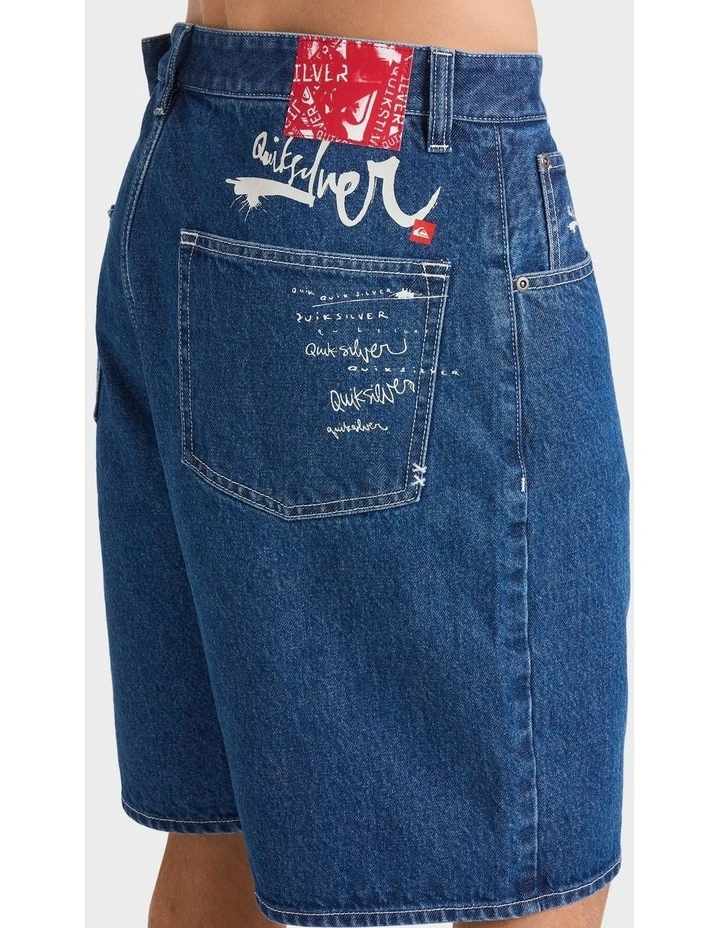 Impaired Baggy Denim Shorts in Brown image 4