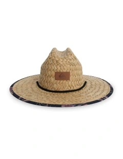 Pierside Print Straw Hat in Navy