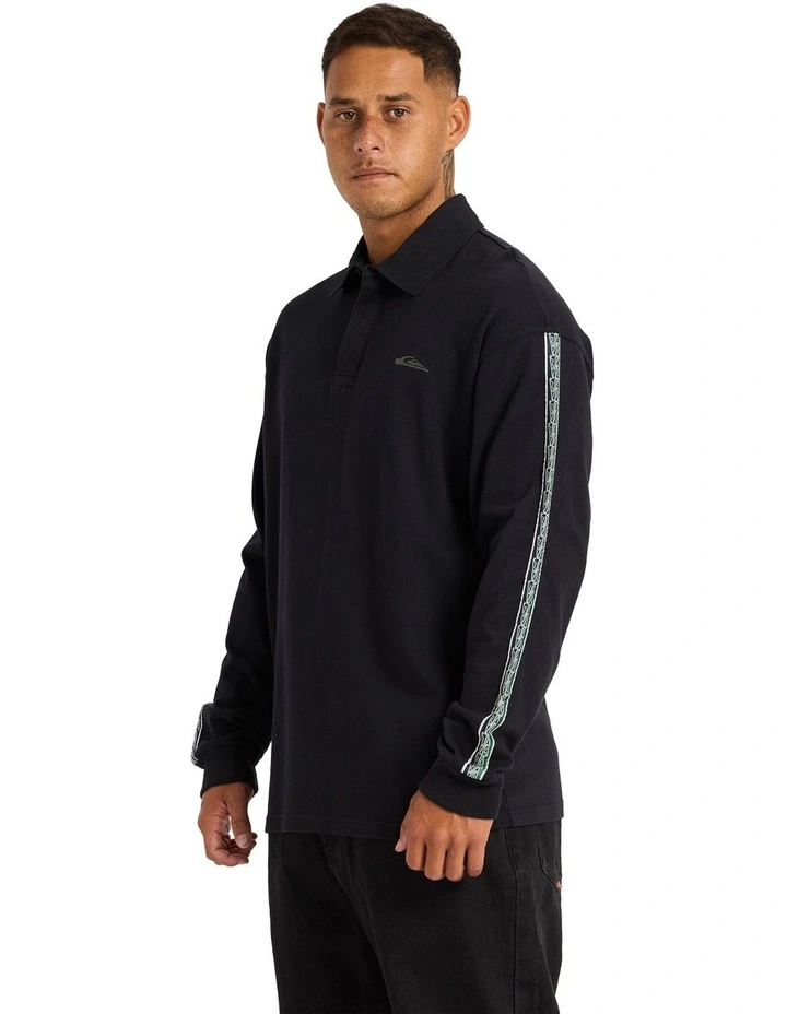 Pu-Tawhiro Polo Long Sleeve Shirt Black image 3
