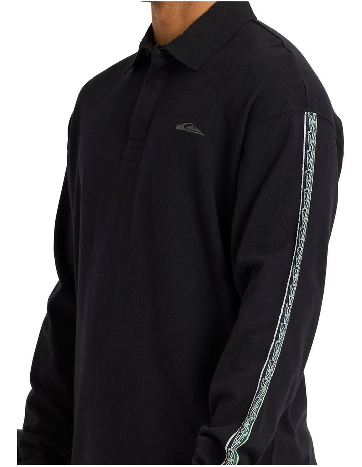 Pu-Tawhiro Polo Long Sleeve Shirt Black image 4