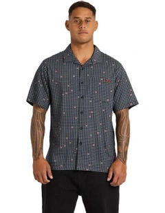 Kehu Woven Short Sleeve Shirt in Black