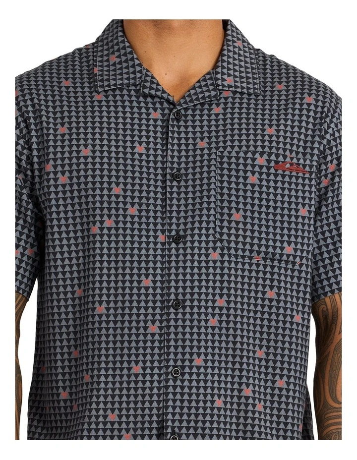 Kehu Woven Short Sleeve Shirt in Black image 4