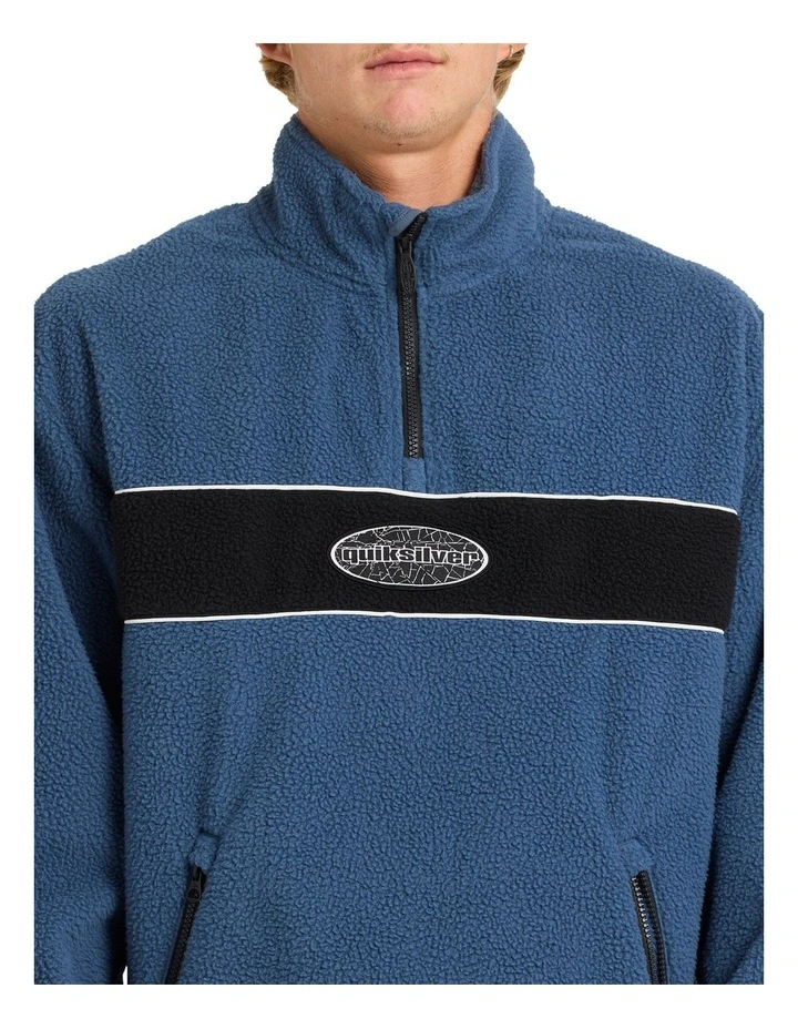 Mercury Panel 1/4 Zip Fleece Jumper in Dark Denim image 4
