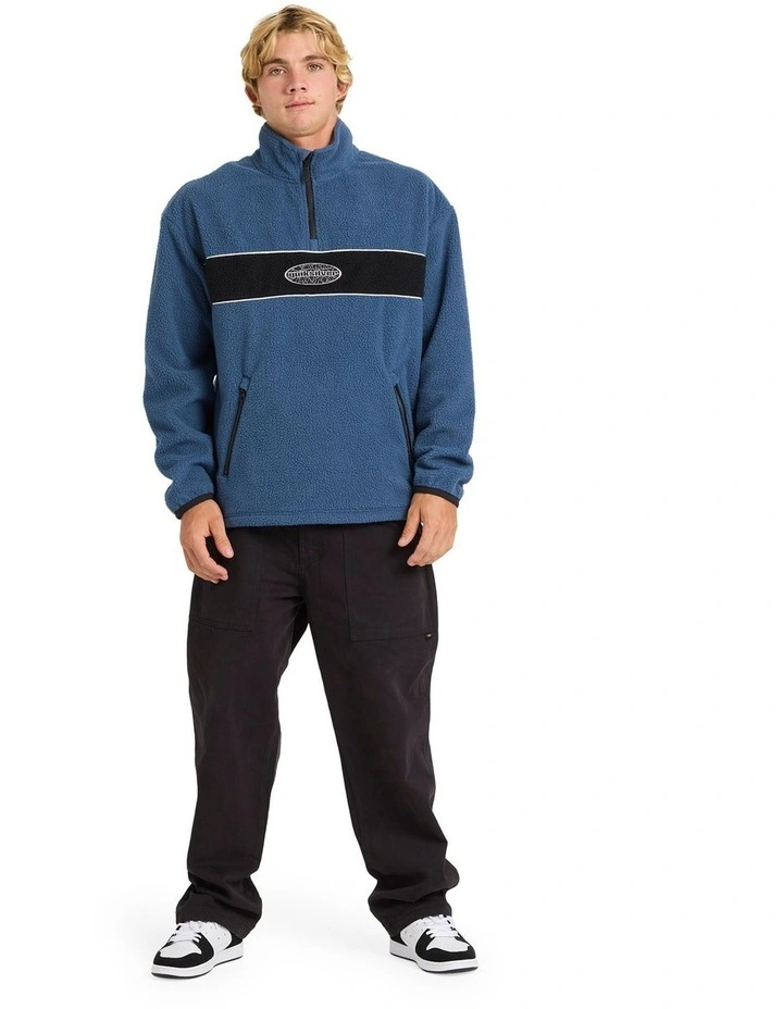 Mercury Panel 1/4 Zip Fleece Jumper in Dark Denim image 5