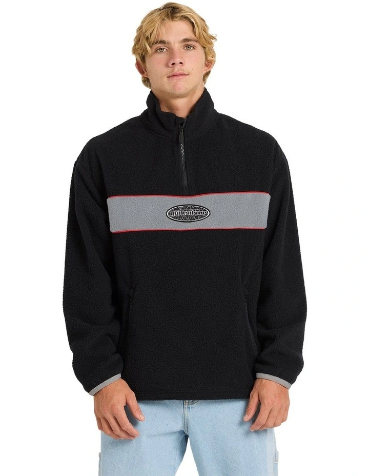 Mercury Panel 1/4 Zip Fleece Jumper in Black image 1