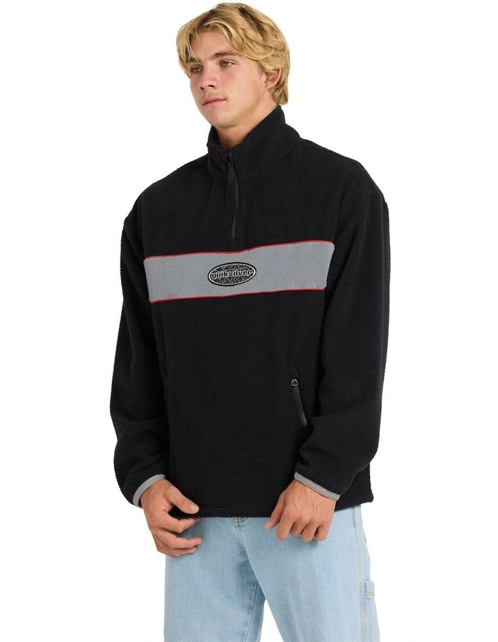 Mercury Panel 1/4 Zip Fleece Jumper in Black image 3