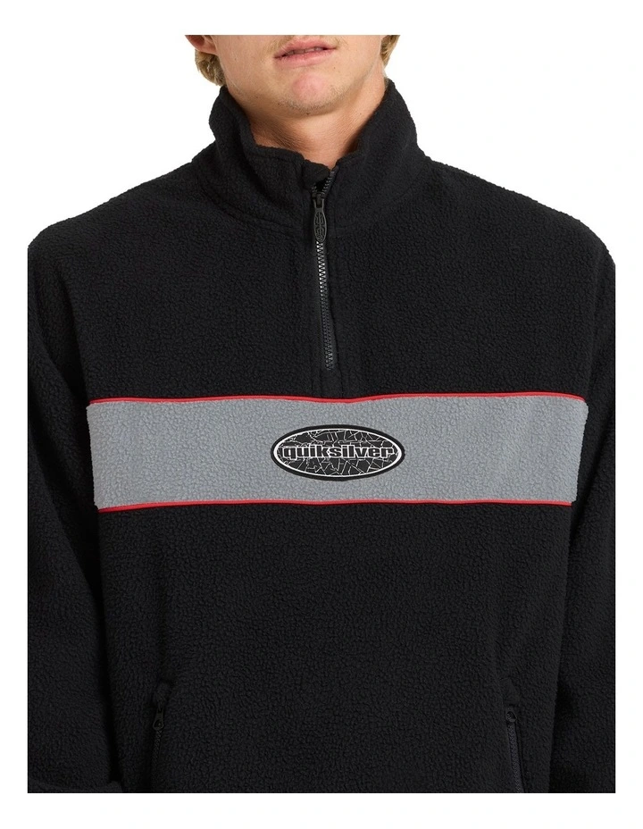 Mercury Panel 1/4 Zip Fleece Jumper in Black image 4
