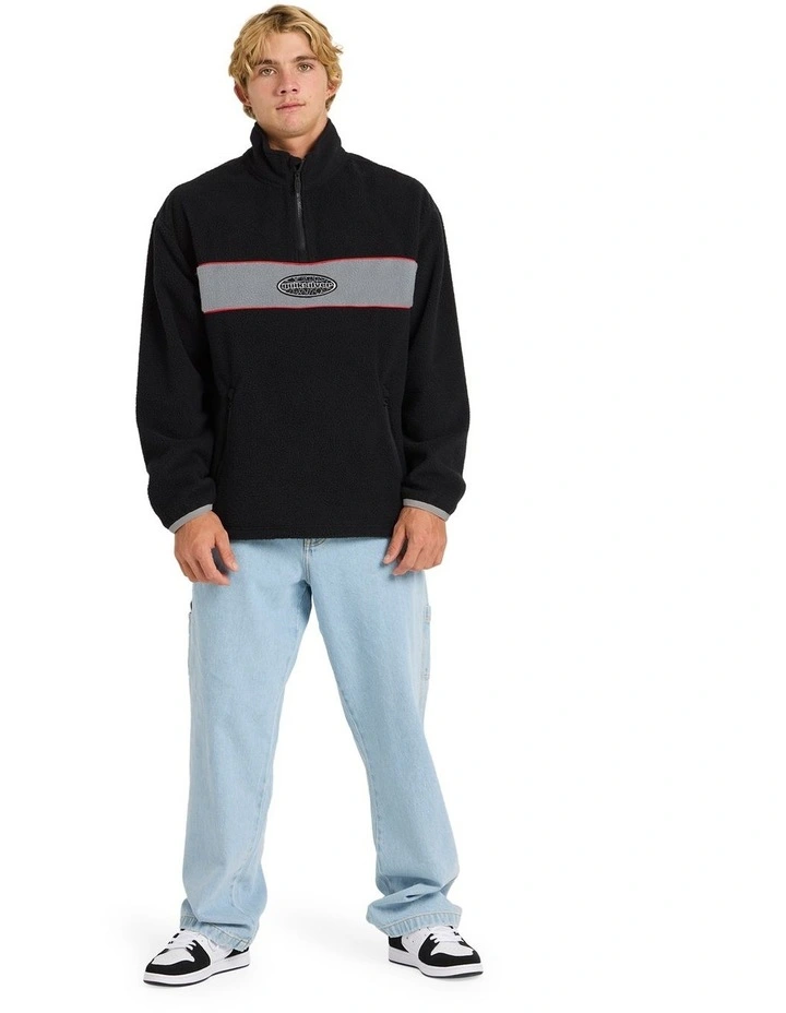 Mercury Panel 1/4 Zip Fleece Jumper in Black image 5