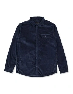 Aireys Corduroy Long Sleeve Shirt in Dark Navy