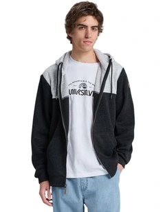 Keller Block Zip Up Hoodie in Black Heather