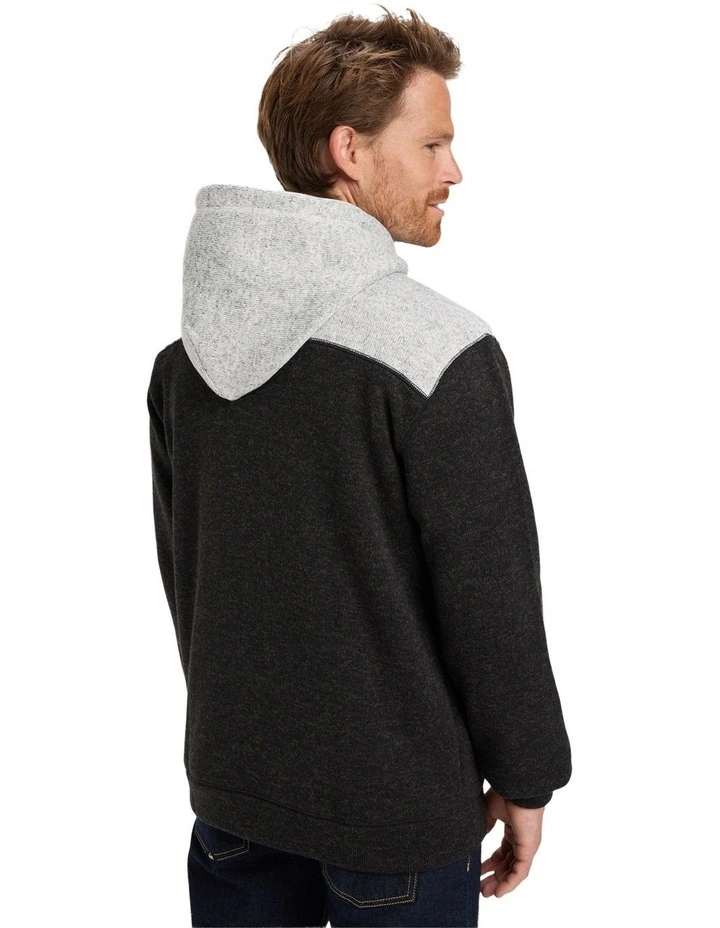 Keller Block Zip Up Hoodie in Black Heather image 2