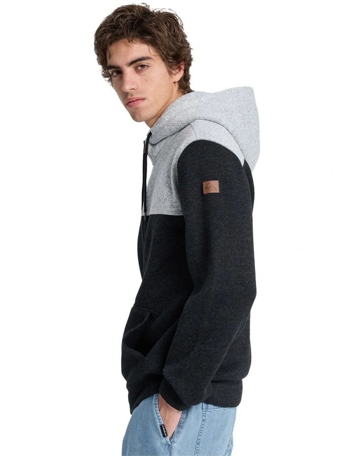 Keller Block Zip Up Hoodie in Black Heather image 3
