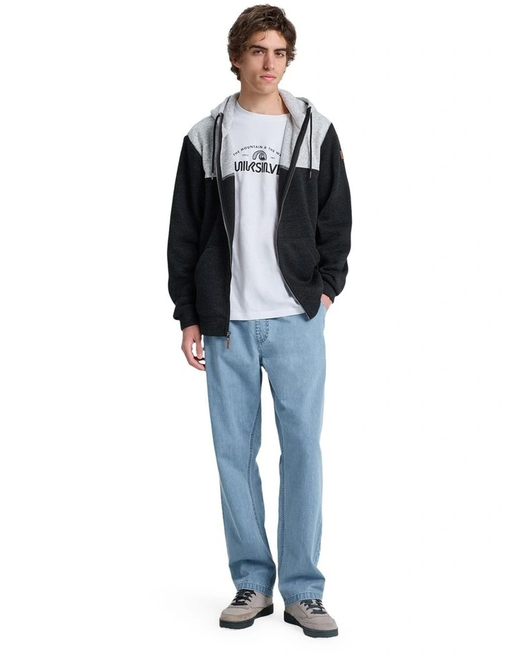 Keller Block Zip Up Hoodie in Black Heather image 5