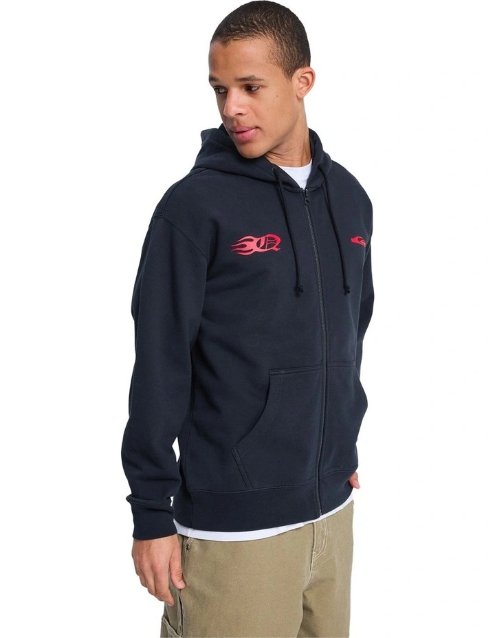 Mercury Trident Zip Up Hoodie in Black image 3