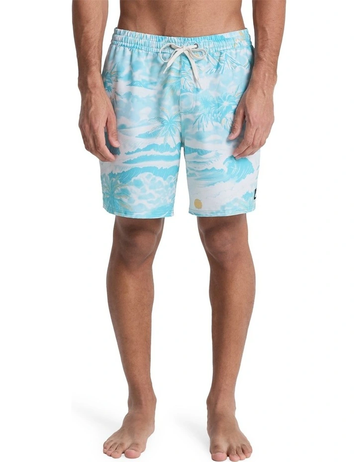 Stretch Printed Volley 17 Swim Shorts Aqua Sundown image 1